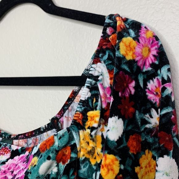 Wild Fable Velvet Floral Mini Dress New Small Ruched Long Sleeve - Picture 11 of 12